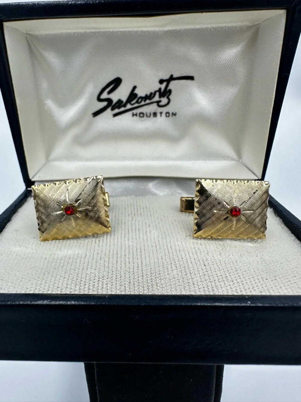 Sakowitz of Houston Goldtone Satin Finish Cufflinks